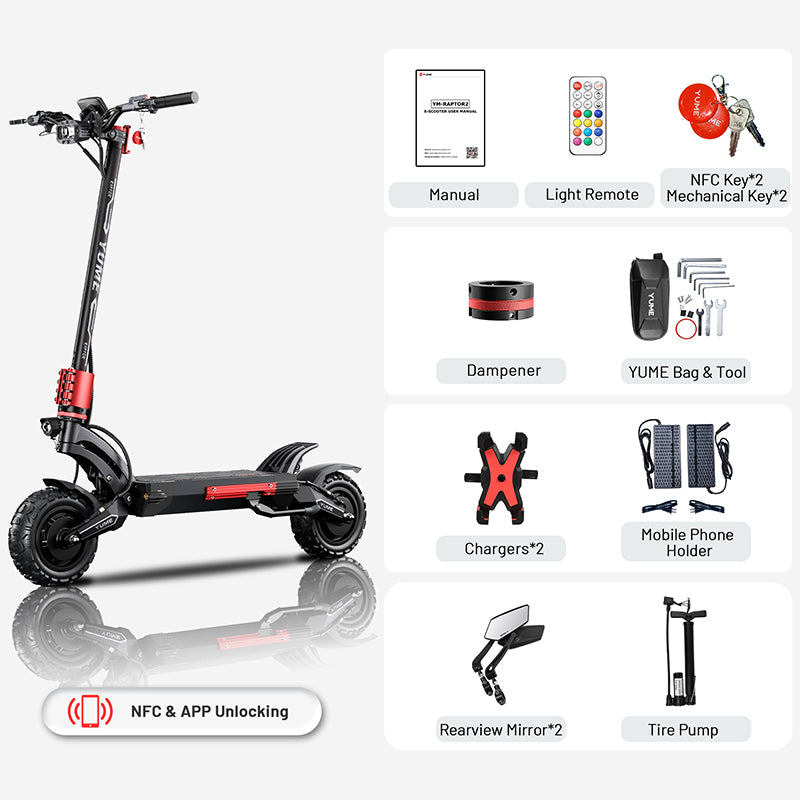 YUME Raptor 2 Electric Adult E Scooter 54 mph 6000 Watt 67 Mile